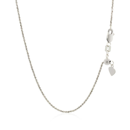14k White Gold Adjustable Rope Chain 1.0mm Bids.com