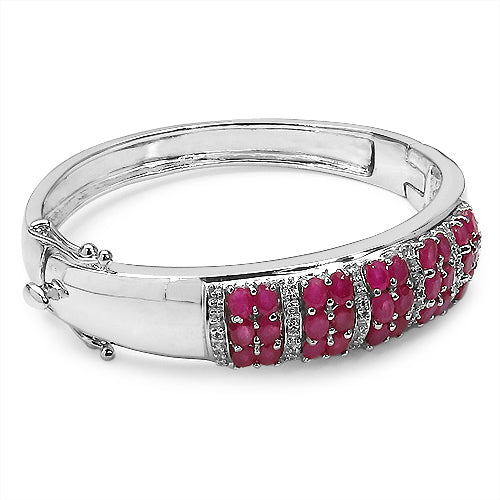 6.65 Carat Genuine Ruby and White Topaz .925 Sterling Silver Bracelet Bids.com