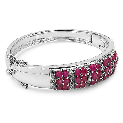 6.65 Carat Genuine Ruby and White Topaz .925 Sterling Silver Bracelet Bids.com