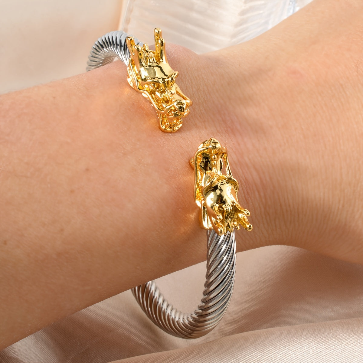 Double Dragon Copper Bracelet – Rock & Hip-Hop Style, Unisex DailySale