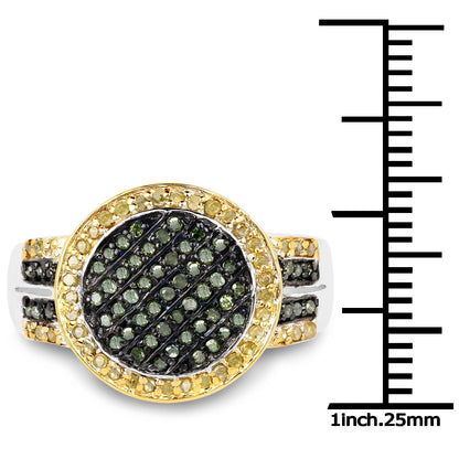 0.44 Carat Genuine Green Diamond and Yellow Diamond .925 Sterling Silver Ring Bids.com