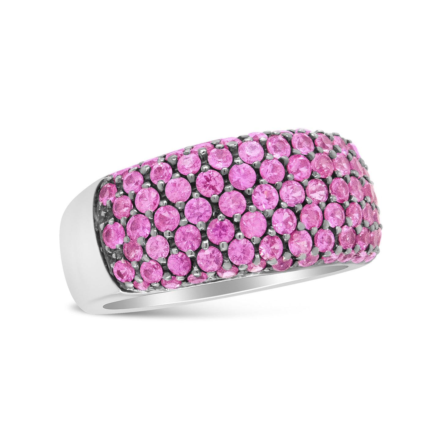 18K White Gold and Black Rhodium Multi Row Pink Sapphire Classic Band Ring - Ring Size 6.5 Bids.com