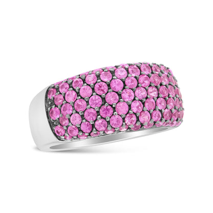 18K White Gold and Black Rhodium Multi Row Pink Sapphire Classic Band Ring - Ring Size 6.5 Bids.com