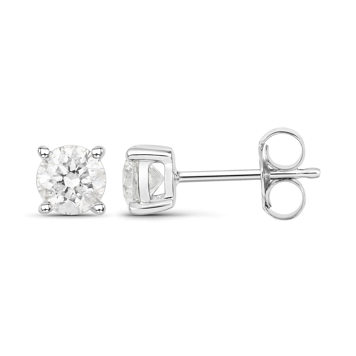 0.80 Carat Genuine White Diamond 14K White Gold Earrings Bids.com