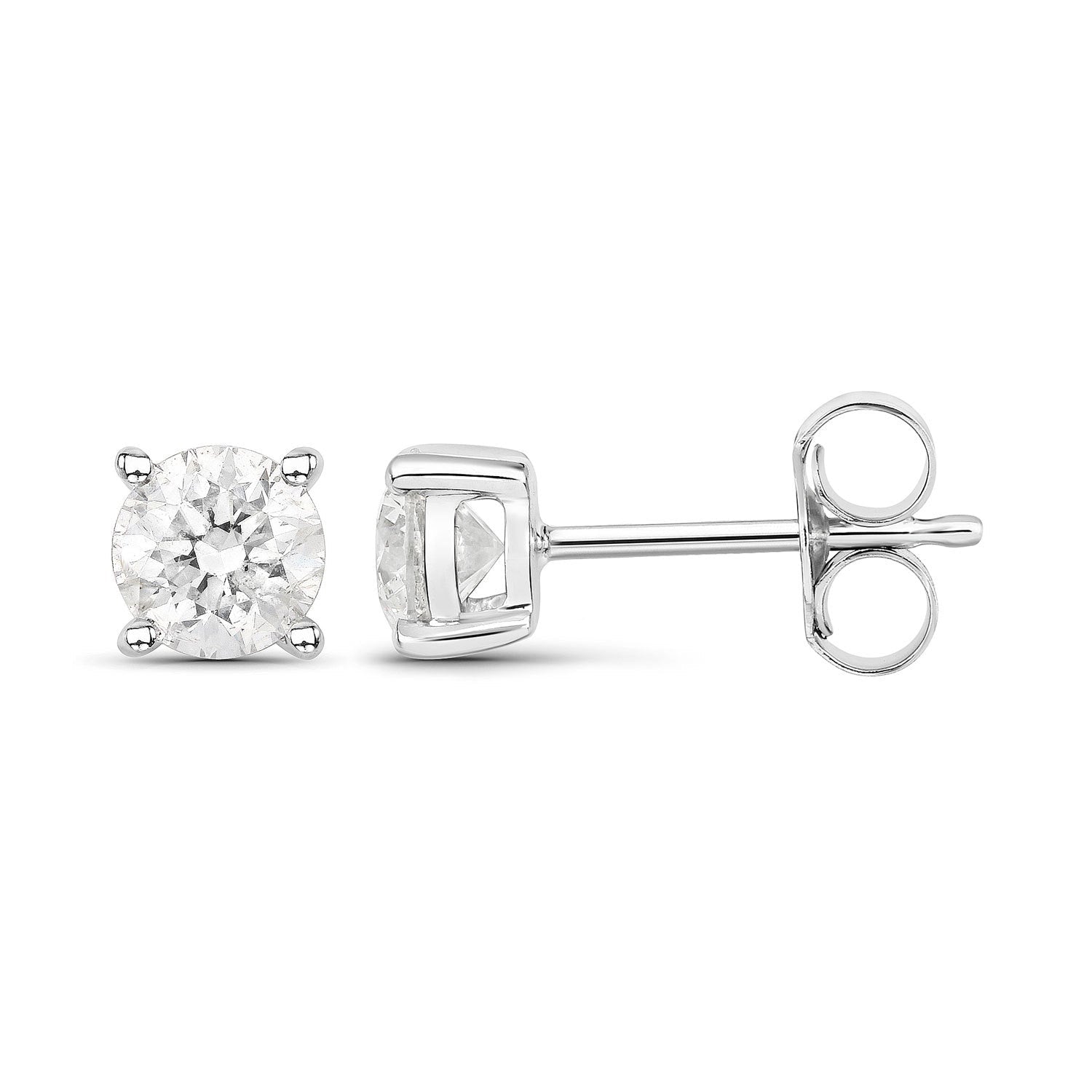 0.80 Carat Genuine White Diamond 14K White Gold Earrings Bids.com