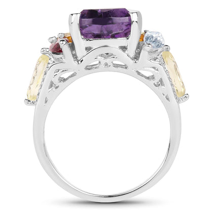 6.30 Carat Genuine Multi Stone .925 Sterling Silver Ring Bids.com