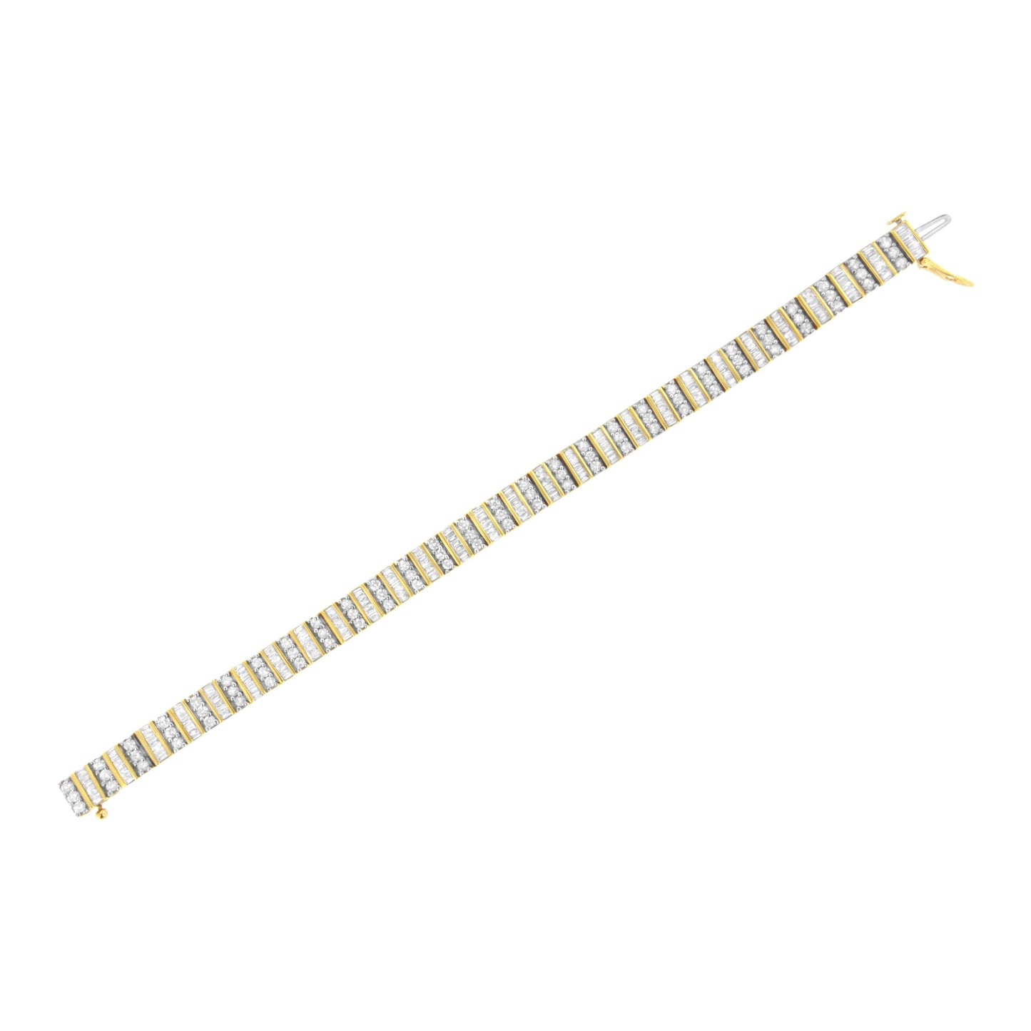 14K Yellow Gold 5.50 Cttw Round and Baguette Diamond Link Bracelet Bids.com