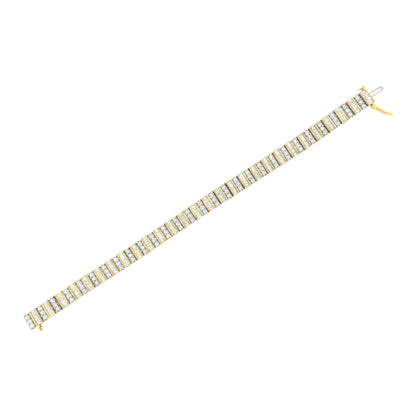 14K Yellow Gold 5.50 Cttw Round and Baguette Diamond Link Bracelet Bids.com
