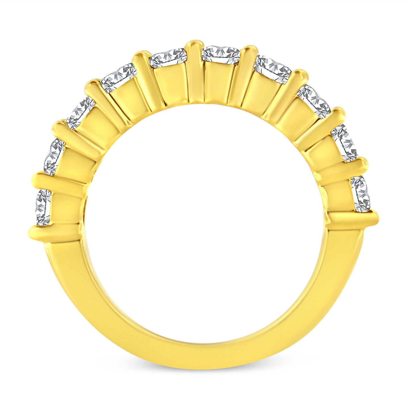 14K Yellow Gold Plated .925 Sterling Silver 2.0 Cttw Round Brilliant Cut Diamond 10 Stone Anniversary Band Ring (J-K Color, I1-I2 Clarity) - Size 7 Bids.com