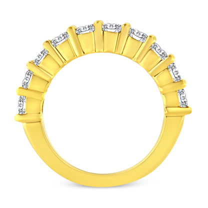 14K Yellow Gold Plated .925 Sterling Silver 2.0 Cttw Round Brilliant Cut Diamond 10 Stone Anniversary Band Ring (J-K Color, I1-I2 Clarity) - Size 7 Bids.com