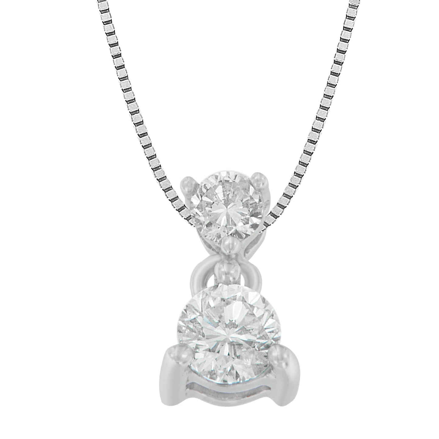 14K White Gold 1/2 cttw Round Cut Diamond Pendant Necklace (I-J, I1-I2) Bids.com