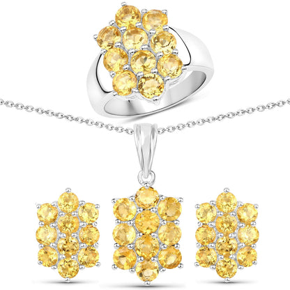 6.60 Carat Genuine Citrine .925 Sterling Silver 3 Piece Jewelry Set (Ring, Earrings, and Pendant w/ Chain) Bids.com