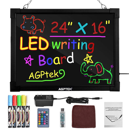AGPtek 24"×16" LED Message Board Illuminated Erasable with Remote Control DailySale