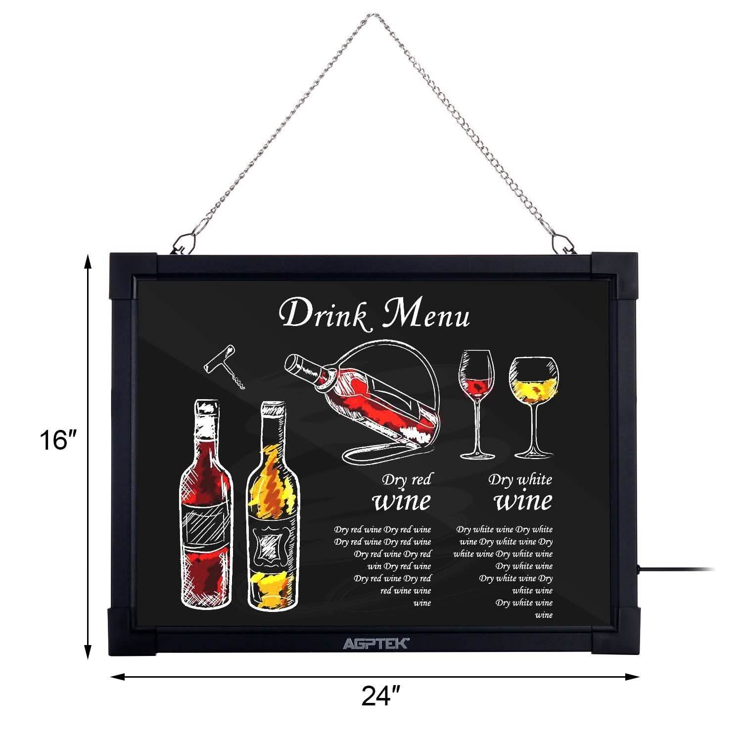 AGPtek 24"×16" LED Message Board Illuminated Erasable with Remote Control DailySale