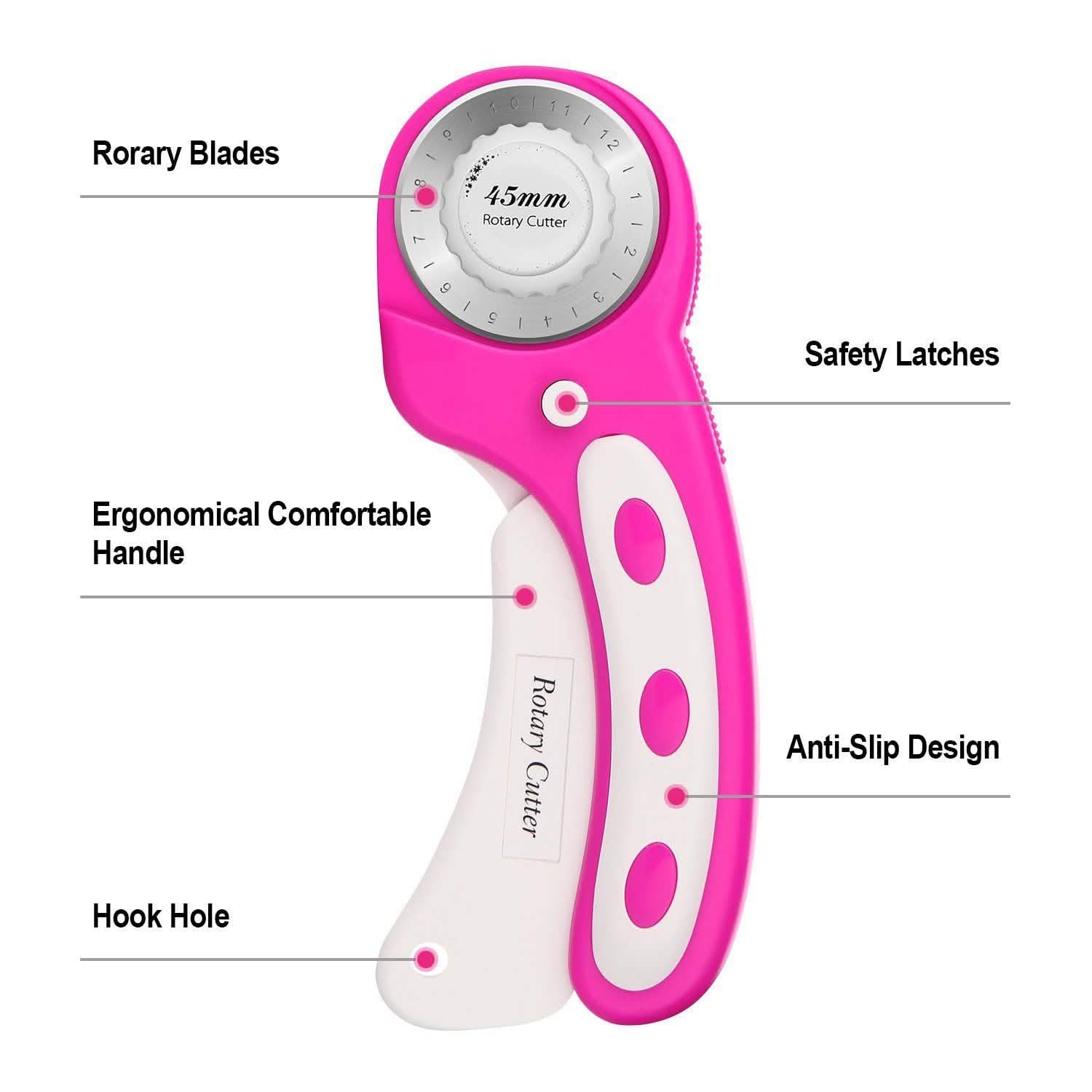 AGPtek 45mm Rotary Cutter with 7 Replacement Rotary Blades and Safety Lock DailySale