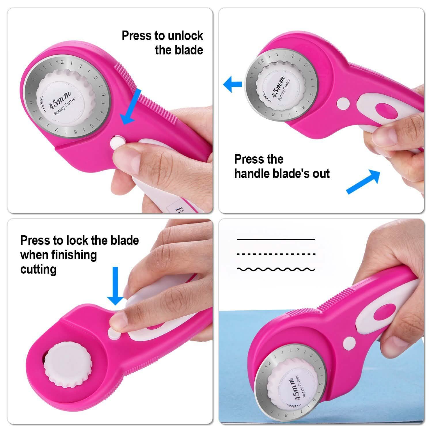 AGPtek 45mm Rotary Cutter with 7 Replacement Rotary Blades and Safety Lock DailySale
