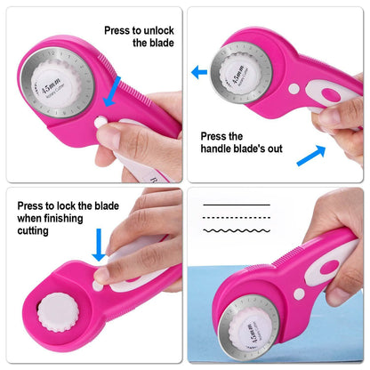 AGPtek 45mm Rotary Cutter with 7 Replacement Rotary Blades and Safety Lock DailySale