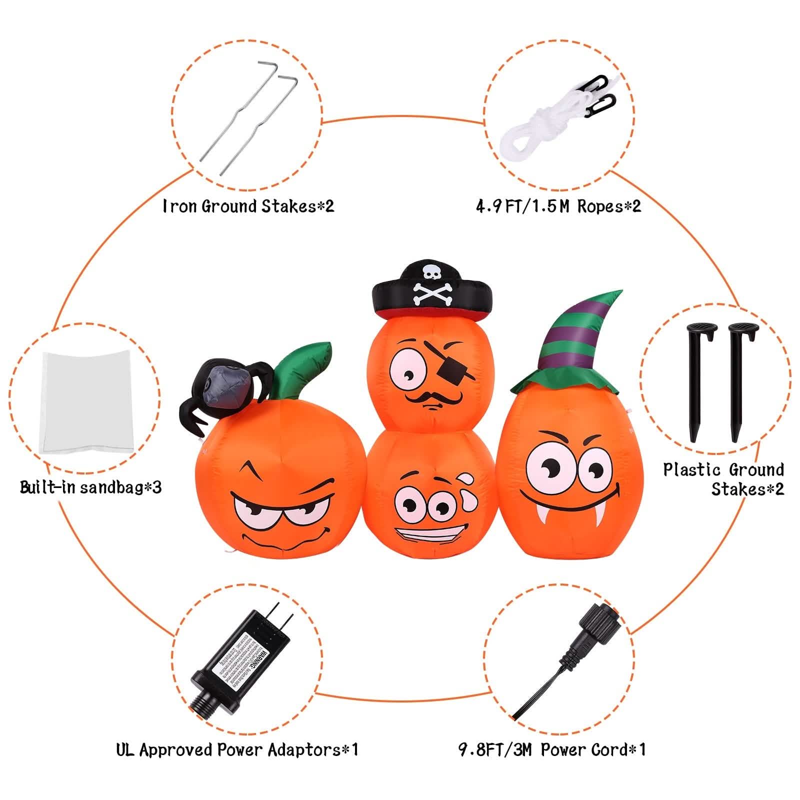 AGPTEK 4.9 Ft. Halloween Pumpkin Outdoor Decoration DailySale