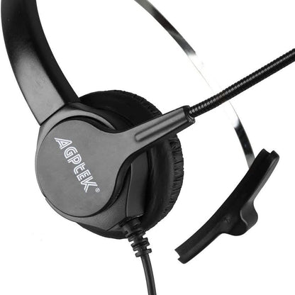 AGPtEK Call Center Hands-Free Noise Cancelling Corded Monaural Headset with Mic Mircrophone DailySale