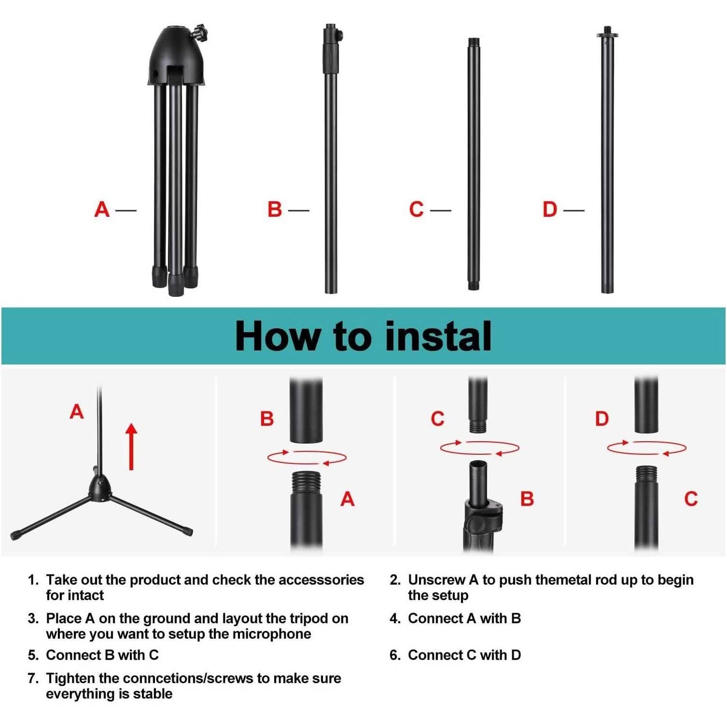 AGPtEK Condenser Microphone Stand with Non-Slip Feet DailySale