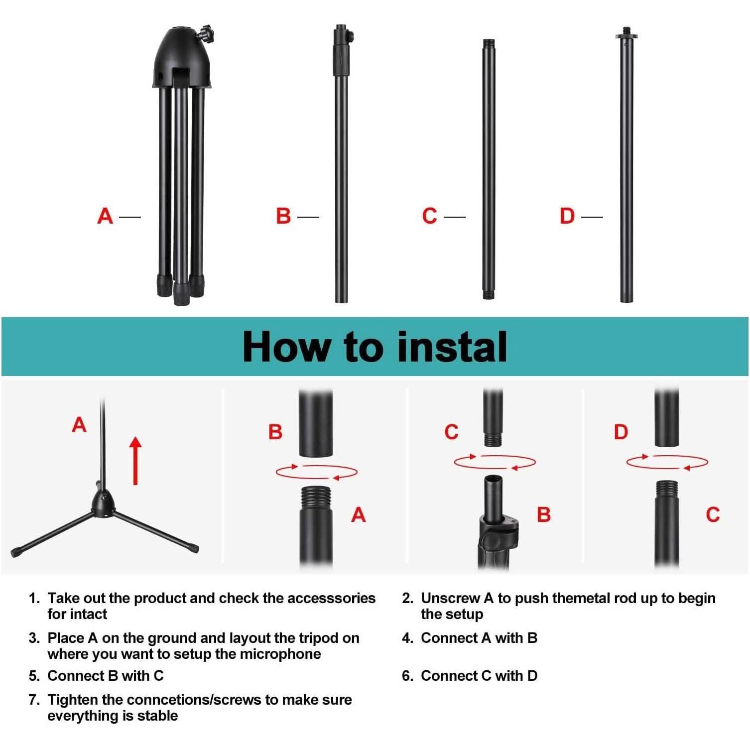 AGPtEK Condenser Microphone Stand with Non-Slip Feet DailySale