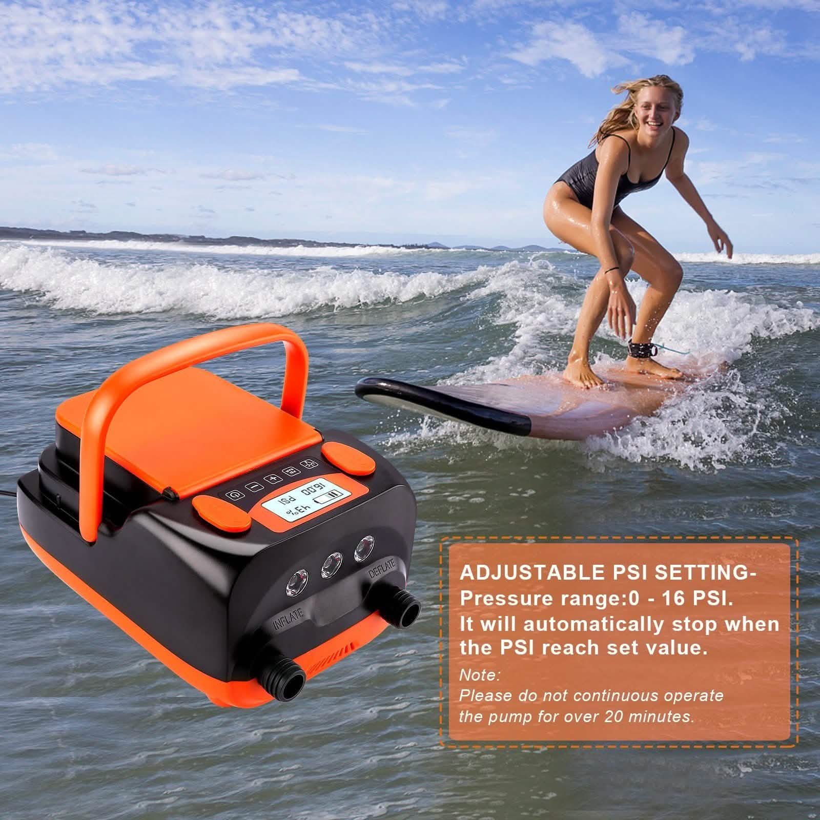 AGPtEK Electric Air Pump Digital 16PSI 12V Rechargeable SUP Electric Air Pump Compressor DailySale