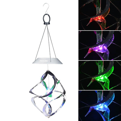 AGPtek Hummingbird Win Wind Chime Color Changing Solar Hanging Lights DailySale