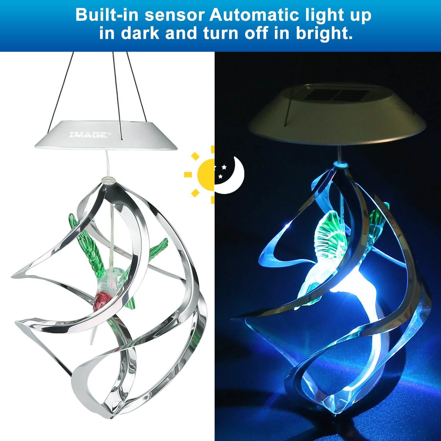AGPtek Hummingbird Win Wind Chime Color Changing Solar Hanging Lights DailySale