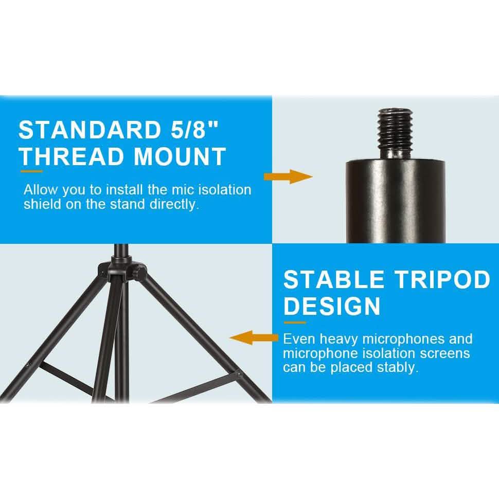 AGPtEK Microphone Stand Wind Screen Bracket with Adjustable Non-slip Tripod Base DailySale