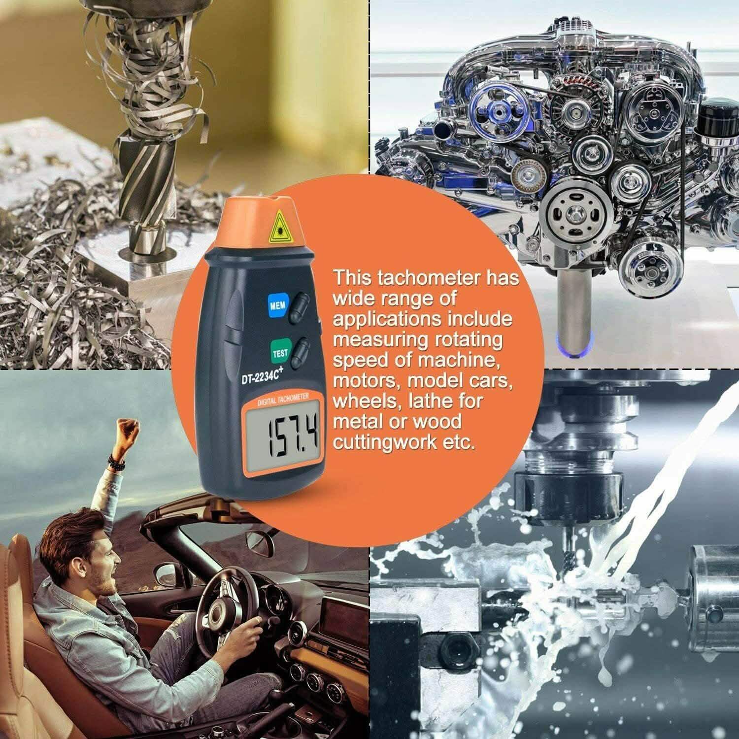 AGPtek Professional Digital Laser Photo Tachometer Non Contact RPM Tach Auto DailySale