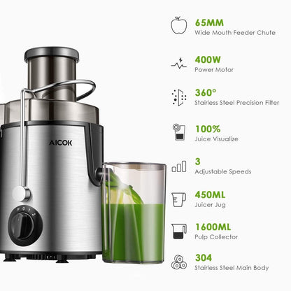 Aicok Juicer Centrifugal Juicer for Whole Fruit and Vegetable DailySale
