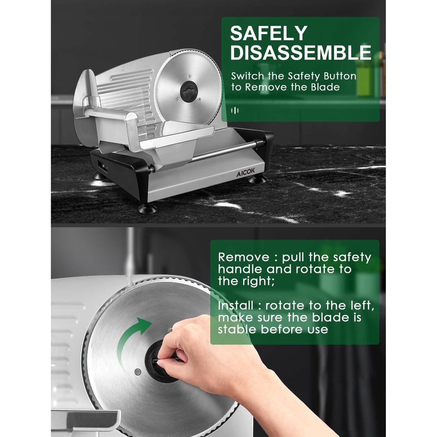 Aicok Meat Slicer with 7.5" Removable Stainless Steel Blade DailySale