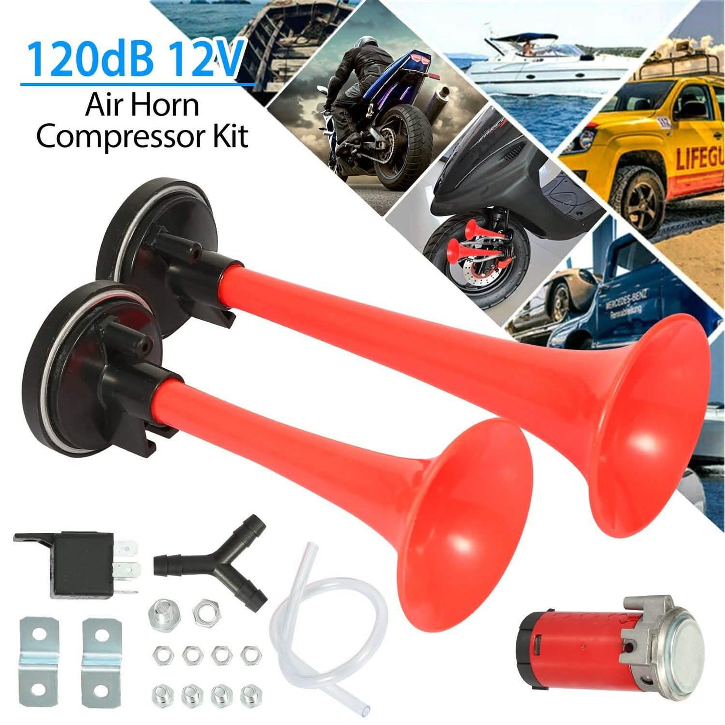 Air Horn Dual Trumpet 12V 115DB DailySale