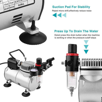 Airbrush Compressor Kit with 6ft Air Hose and Airbrush Holder DailySale
