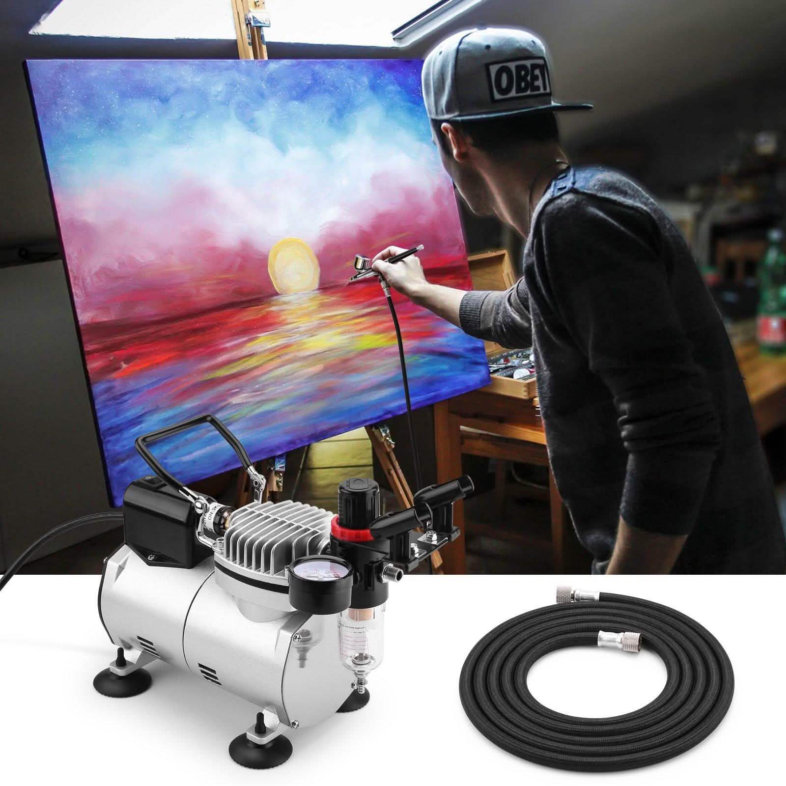 Airbrush Compressor Kit with 6ft Air Hose and Airbrush Holder DailySale
