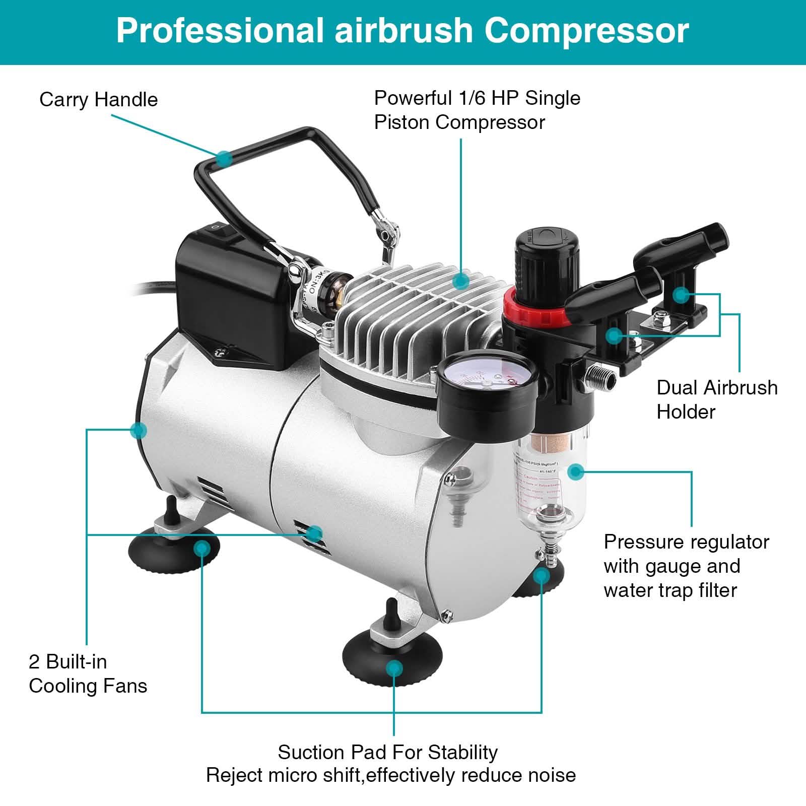 Airbrush Compressor Kit with 6ft Air Hose and Airbrush Holder DailySale