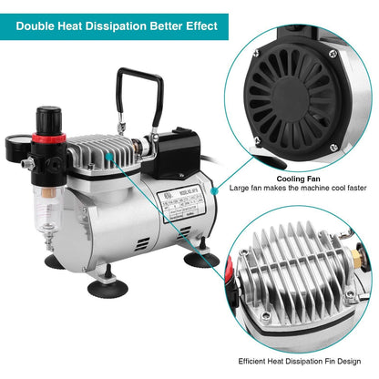 Airbrush Compressor Kit with 6ft Air Hose and Airbrush Holder DailySale