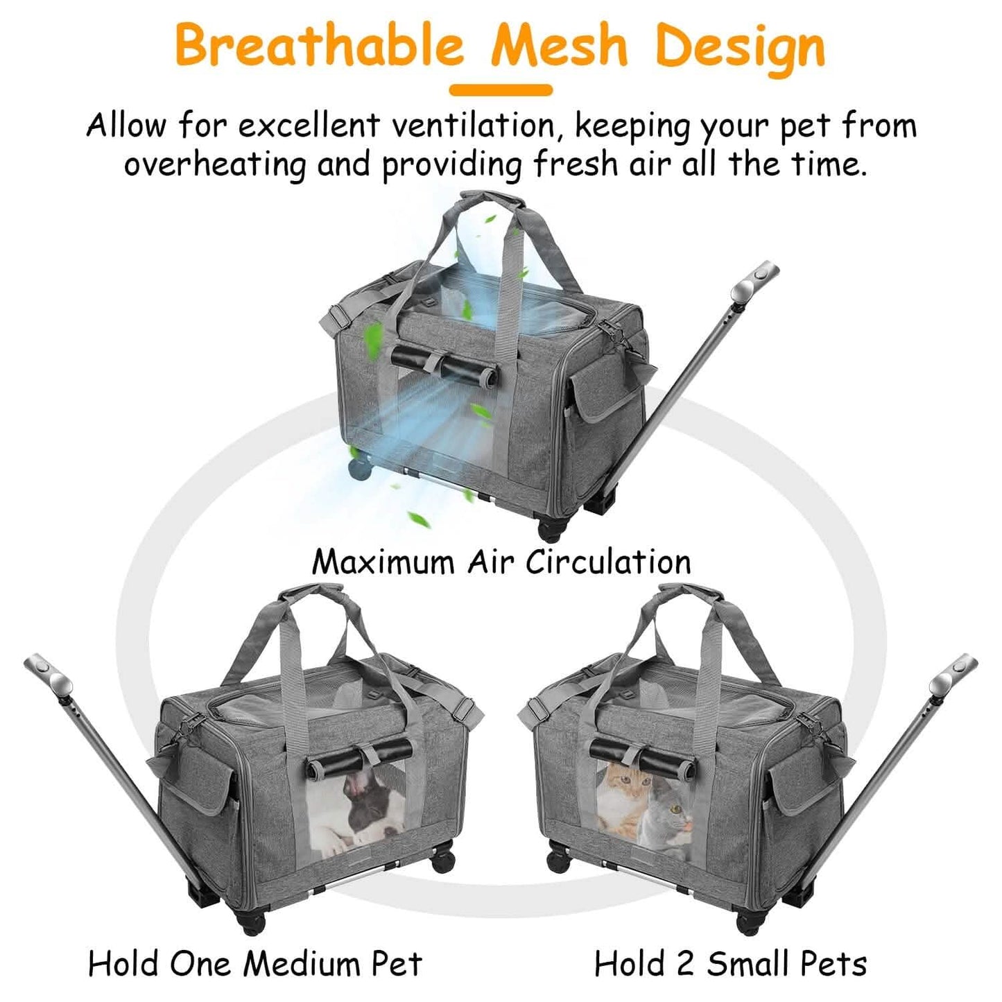 Airline Approved Rolling Pet Carrier with Telescopic Handle Shoulder Strap DailySale