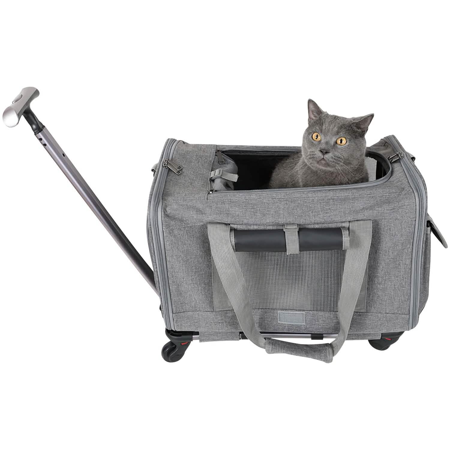 Airline Approved Rolling Pet Carrier with Telescopic Handle Shoulder Strap DailySale