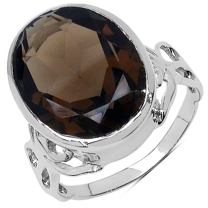26.52 Carat Genuine Smoky Quartz .925 Sterling Silver Ring, Pendant and Earrings Set Bids.com