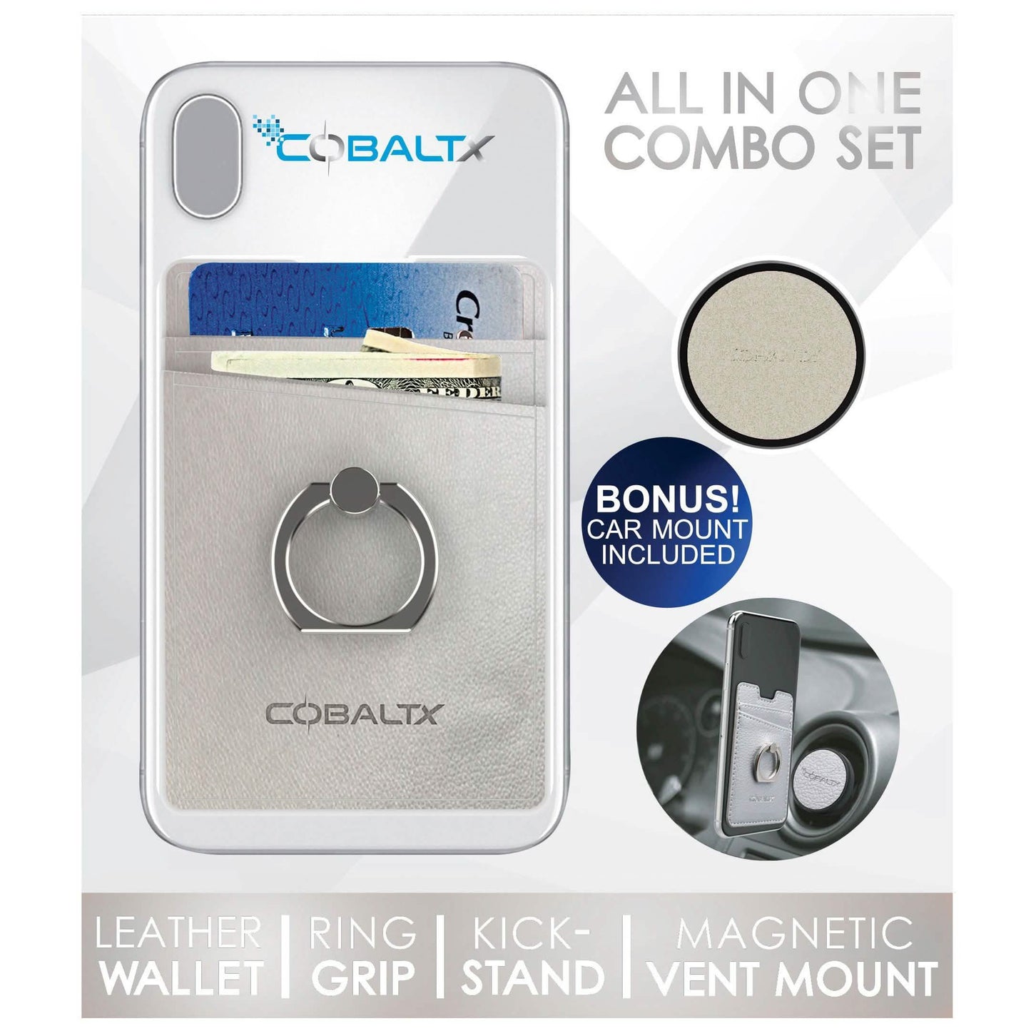 All-in-One Ring Grip Wallet and Magnetic Airvent Mount Combo Pack DailySale