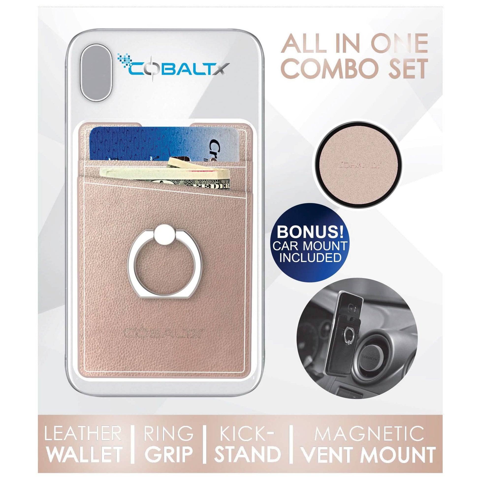 All-in-One Ring Grip Wallet and Magnetic Airvent Mount Combo Pack DailySale