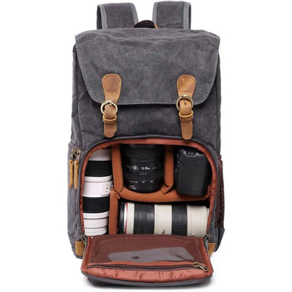 Allacki Waterproof Shock-Resistant Canvas Camera Bag Retro Style Travel Backpack DailySale