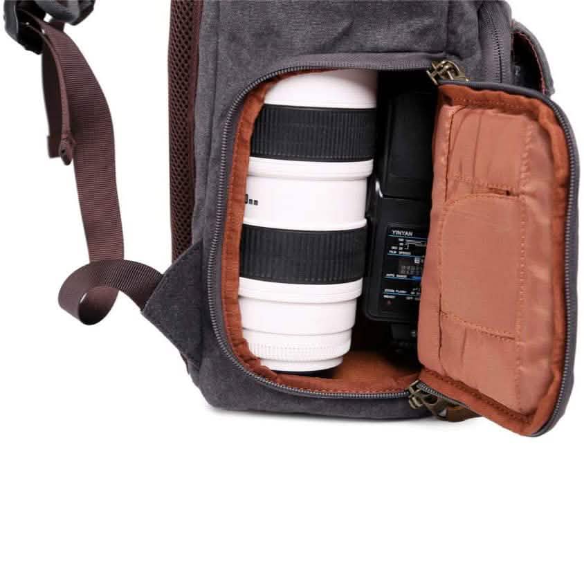 Allacki Waterproof Shock-Resistant Canvas Camera Bag Retro Style Travel Backpack DailySale