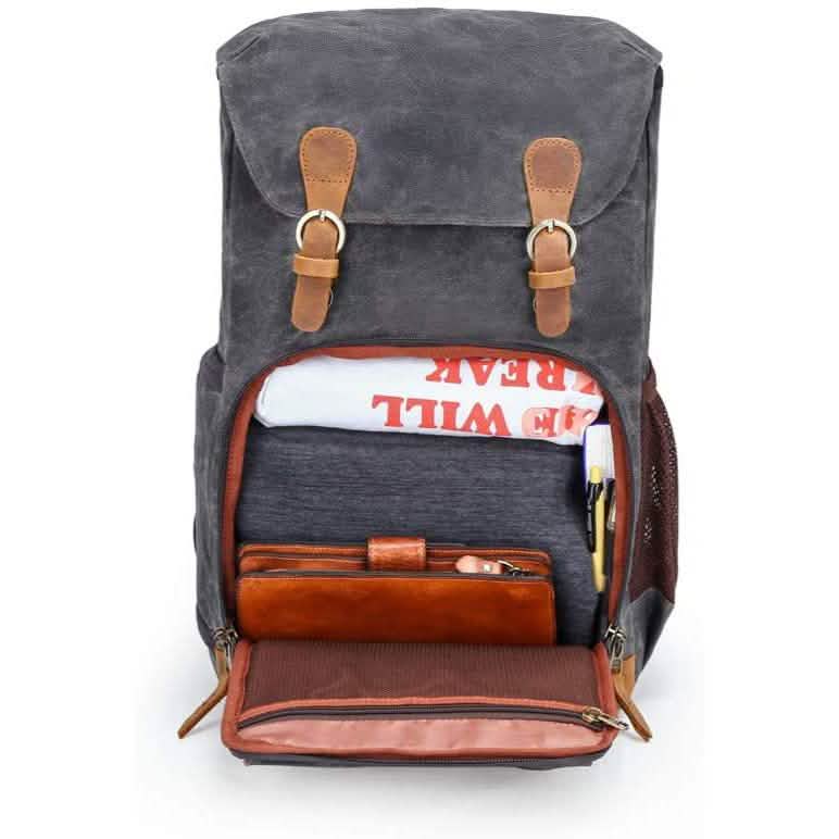 Allacki Waterproof Shock-Resistant Canvas Camera Bag Retro Style Travel Backpack DailySale