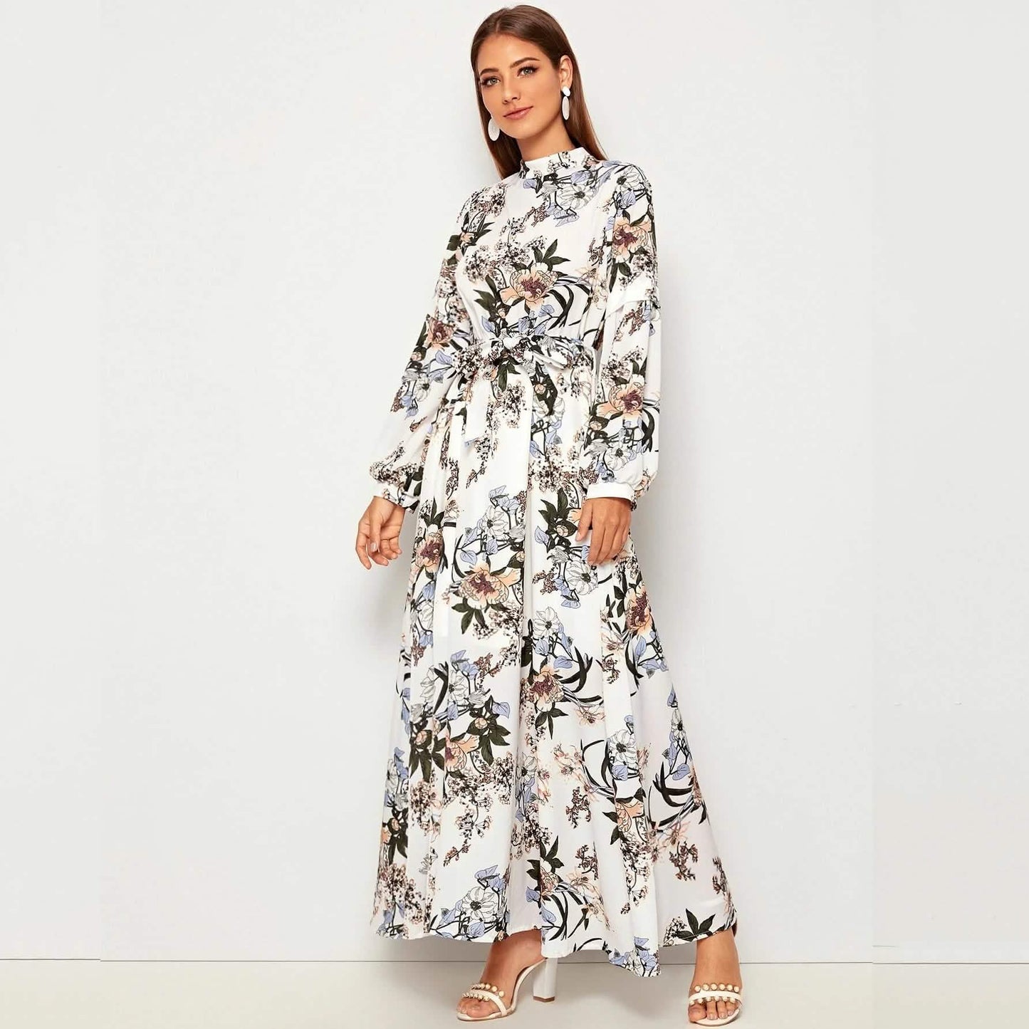 Allover Floral Print Self Tie Swing Maxi Dress DailySale