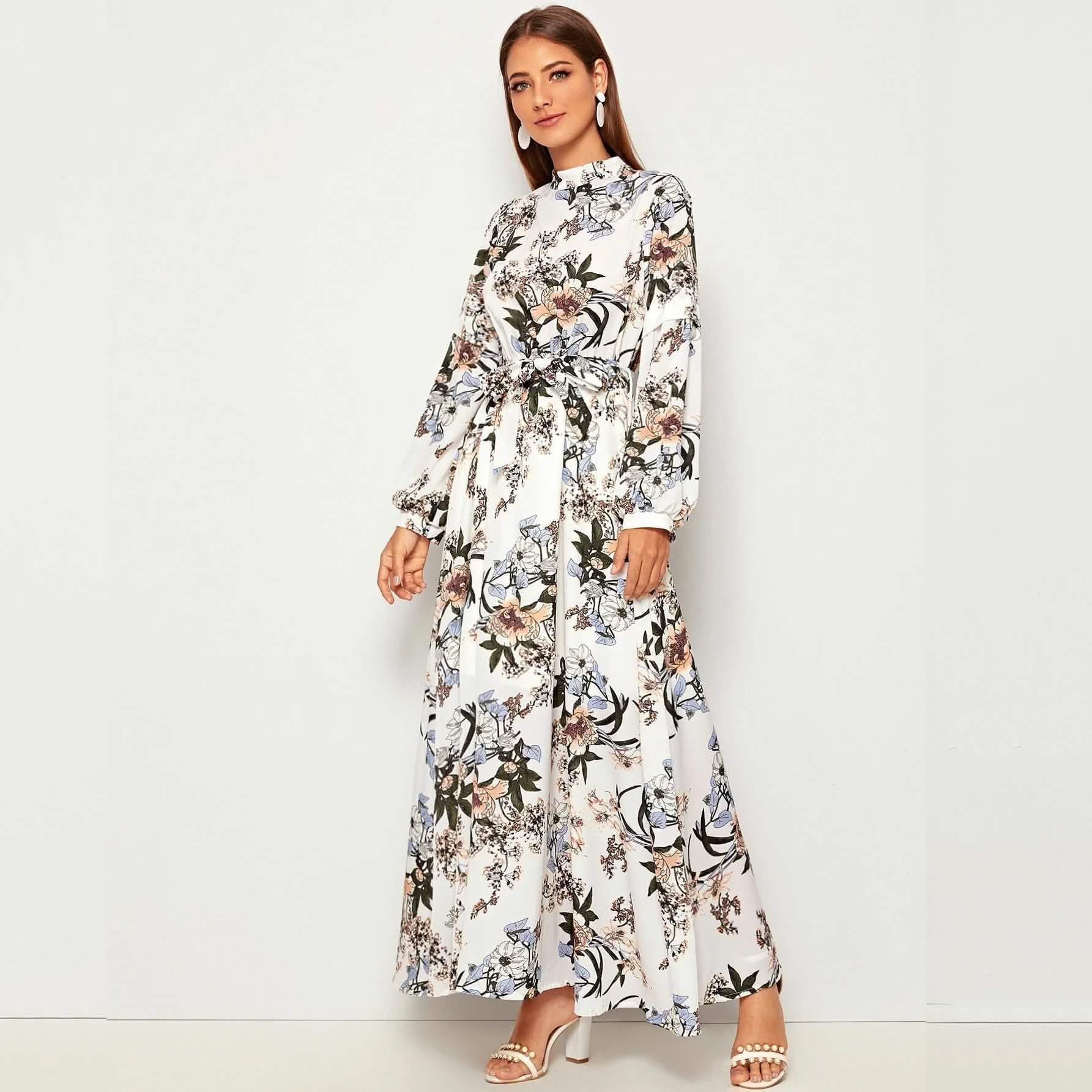 Allover Floral Print Self Tie Swing Maxi Dress DailySale