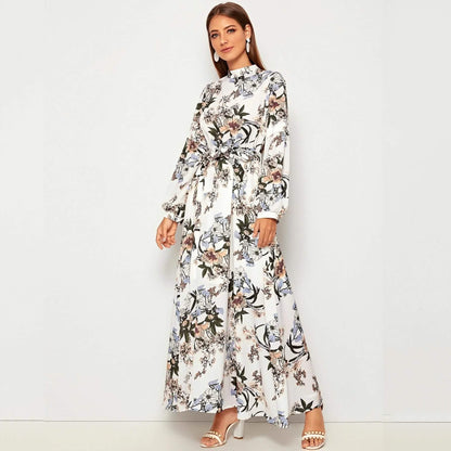 Allover Floral Print Self Tie Swing Maxi Dress DailySale