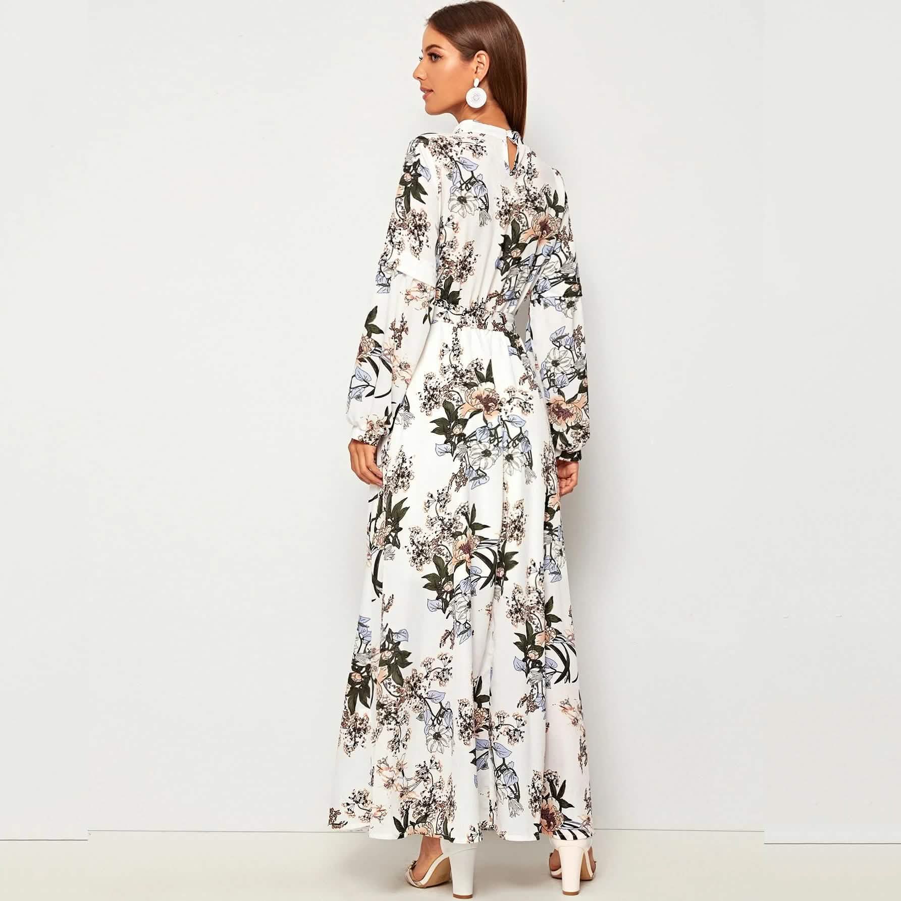 Allover Floral Print Self Tie Swing Maxi Dress DailySale