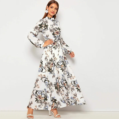 Allover Floral Print Self Tie Swing Maxi Dress DailySale